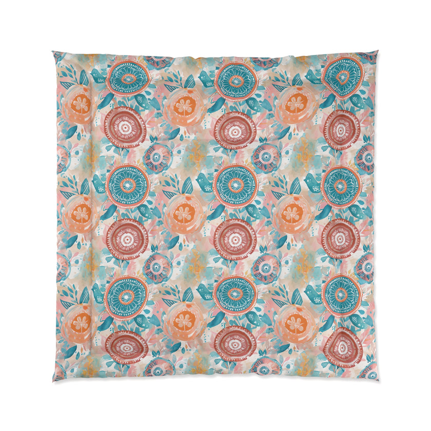 Floral Comforter, Cozy Bedroom Decor, Boho Bedding, Gift for Her, Spring Home Decor, Flower Pattern Comforter