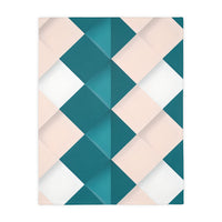 Blue and Pink Grid Velveteen Microfiber Blanket (Two-sided print)