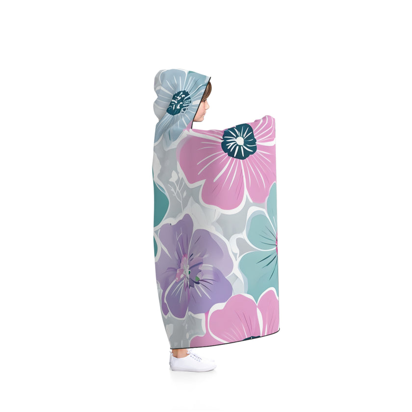 Floral Hooded Blanket - Cozy Floral Wrap, Perfect for Lounging, Gift for Her, Snuggling, Home Decor