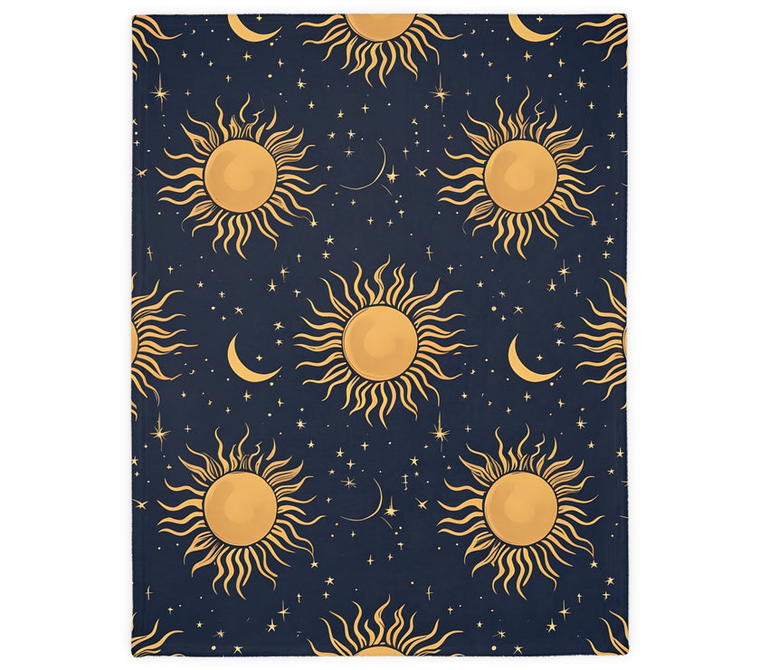 Sun Moon Stars Velveteen Microfiber Blanket (Two-sided print)