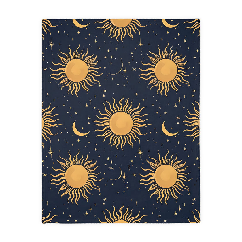 Sun Moon Stars Velveteen Microfiber Blanket (Two-sided print)