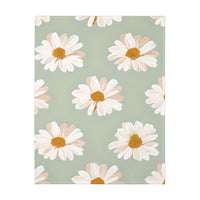 Velveteen Microfiber Blanket, White Daisies on Green - Floral Throw, Botanical Home Decor, Cozy Bedding, Gift for Nature Lovers, Double