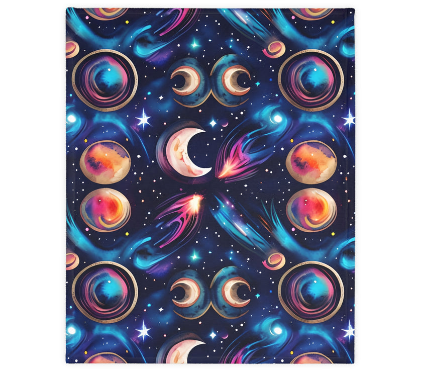 Space / Planet Velveteen Microfiber Blanket (Two-sided print)