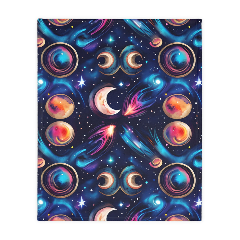 Space / Planet Velveteen Microfiber Blanket (Two-sided print)