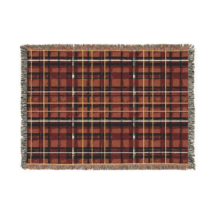 Red Plaid Woven Blanket - Cozy Christmas Home Decor, Tartan Check Throw, Winter Lap Quilt, Holiday Bedding, Cabin Blankie