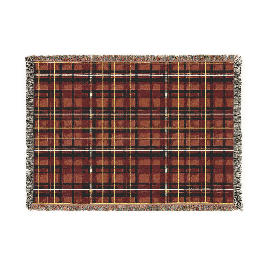 Red Plaid Woven Blanket - Cozy Christmas Home Decor, Tartan Check Throw, Winter Lap Quilt, Holiday Bedding, Cabin Blankie