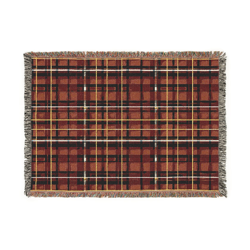 Red Plaid Woven Blanket - Cozy Christmas Home Decor, Tartan Check Throw, Winter Lap Quilt, Holiday Bedding, Cabin Blankie