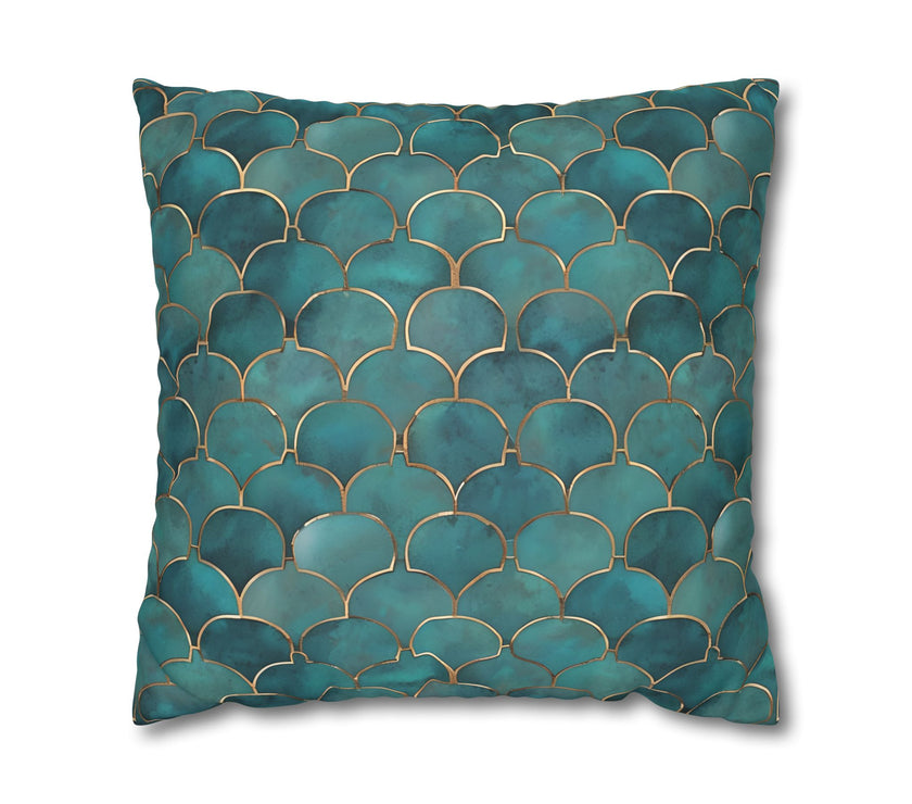 Blue/Green Faux Suede Square Pillowcase