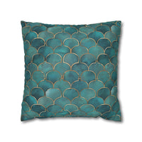 Blue/Green Faux Suede Square Pillowcase