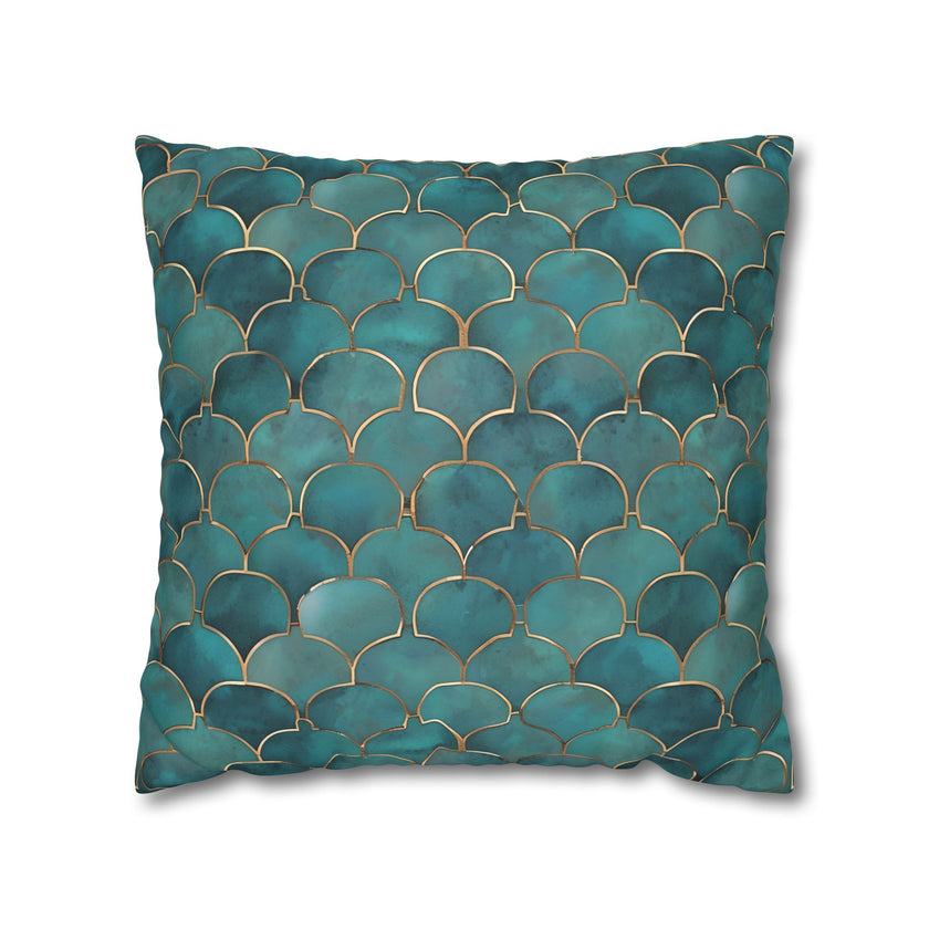 Blue/Green Faux Suede Square Pillowcase