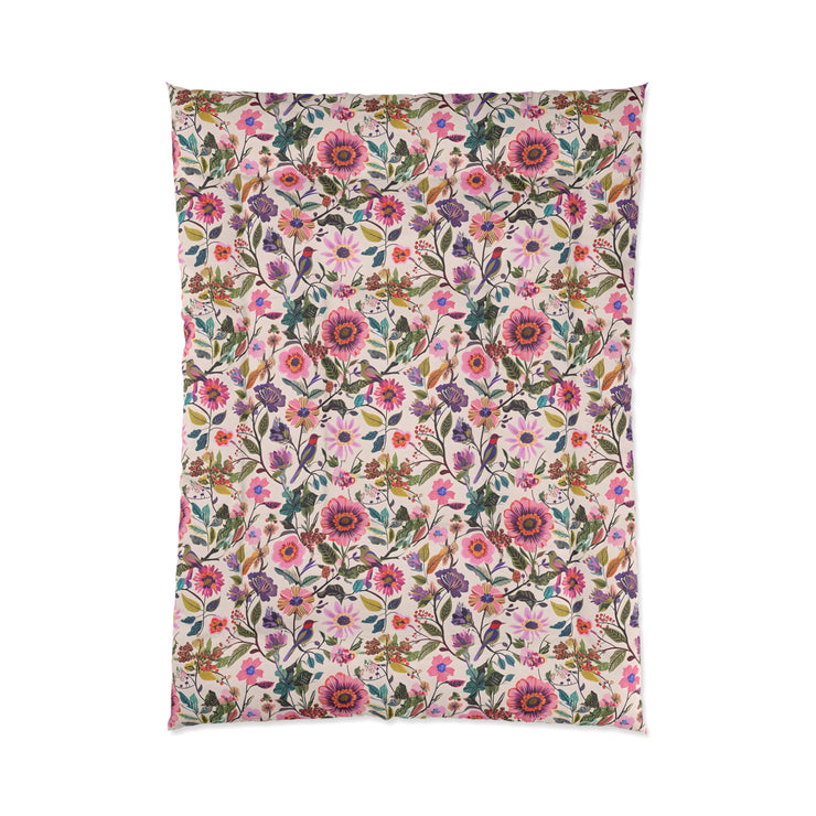 Floral Comforter for Cozy Bedrooms, Boho Home Decor, Floral Bedding, Bedspread, Gift for Her, Spring Bedroom Makeover