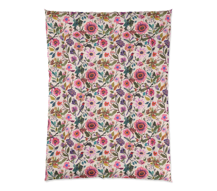 Floral Comforter for Cozy Bedrooms, Boho Home Decor, Floral Bedding, Bedspread, Gift for Her, Spring Bedroom Makeover