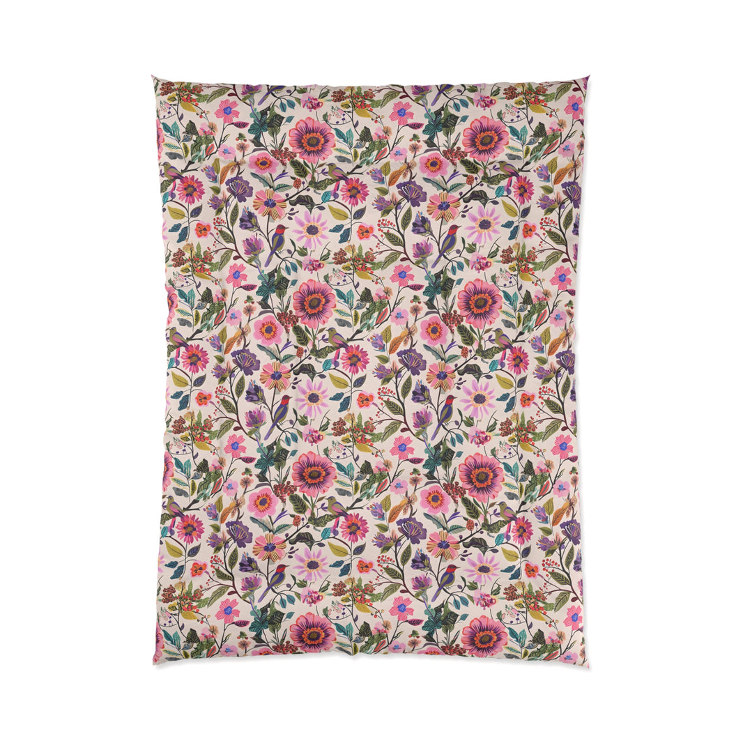 Floral Comforter for Cozy Bedrooms, Boho Home Decor, Floral Bedding, Bedspread, Gift for Her, Spring Bedroom Makeover