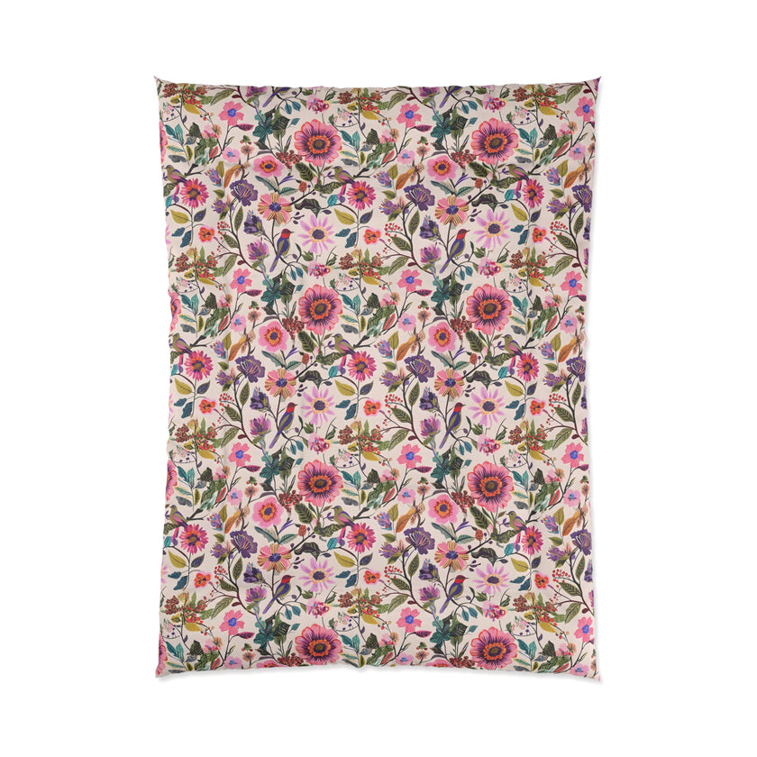 Floral Comforter for Cozy Bedrooms, Boho Home Decor, Floral Bedding, Bedspread, Gift for Her, Spring Bedroom Makeover