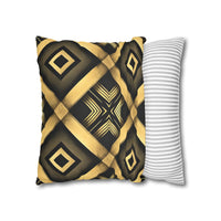 Gold & Black Faux Suede Square Pillowcase