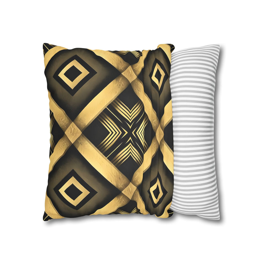 Gold & Black Faux Suede Square Pillowcase