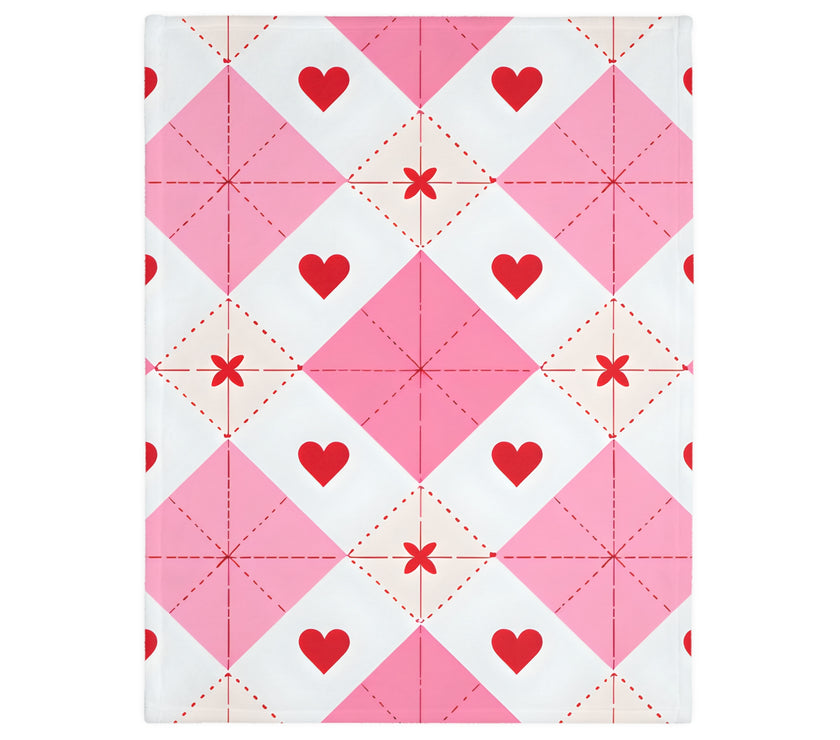 Romantic Heart Velveteen Microfiber Blanket (Two-sided print)