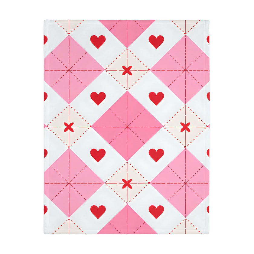 Romantic Heart Velveteen Microfiber Blanket (Two-sided print)