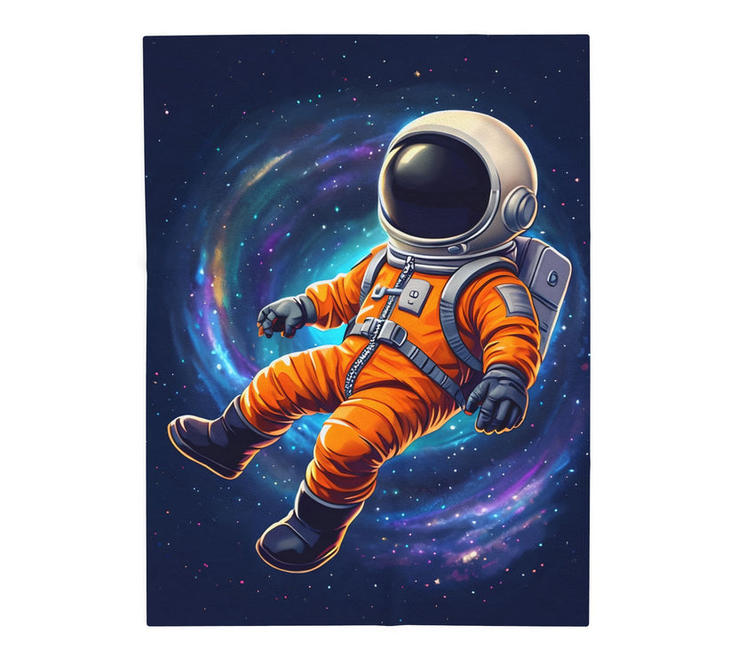 Space Astronaut Velveteen Plush Blanket - Galaxy Nebula Universe Stars, Outer Space Throw, Celestial Bedroom Decor, Gift for Space