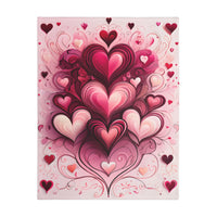 Pink Hearts Velveteen Microfiber Blanket (Two-sided print), Pink Girls Blanket, Daughter's Blanket, Pink throw, Daughter's birthday gift