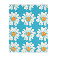 Velveteen Microfiber Blanket, White Daises on Blue Blanket, Floral Throw Blanket, Cozy Couch Blanket, Gift for Her, Home Decor Accent