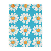 Velveteen Microfiber Blanket, White Daises on Blue Blanket, Floral Throw Blanket, Cozy Couch Blanket, Gift for Her, Home Decor Accent