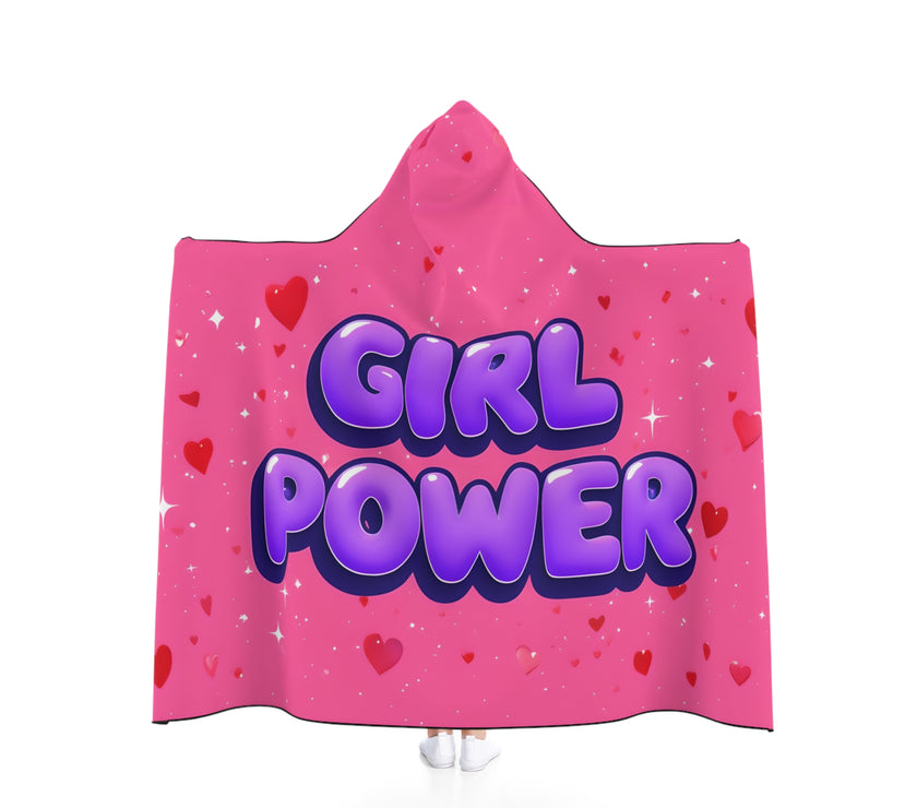 Girl Power Hooded Blanket - Cozy Blanket, Gift for Her, Inspirational Throw, Girls Night In, Empowerment Decor