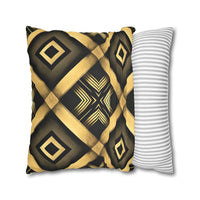 Gold & Black Faux Suede Square Pillowcase
