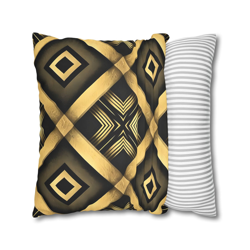Gold & Black Faux Suede Square Pillowcase
