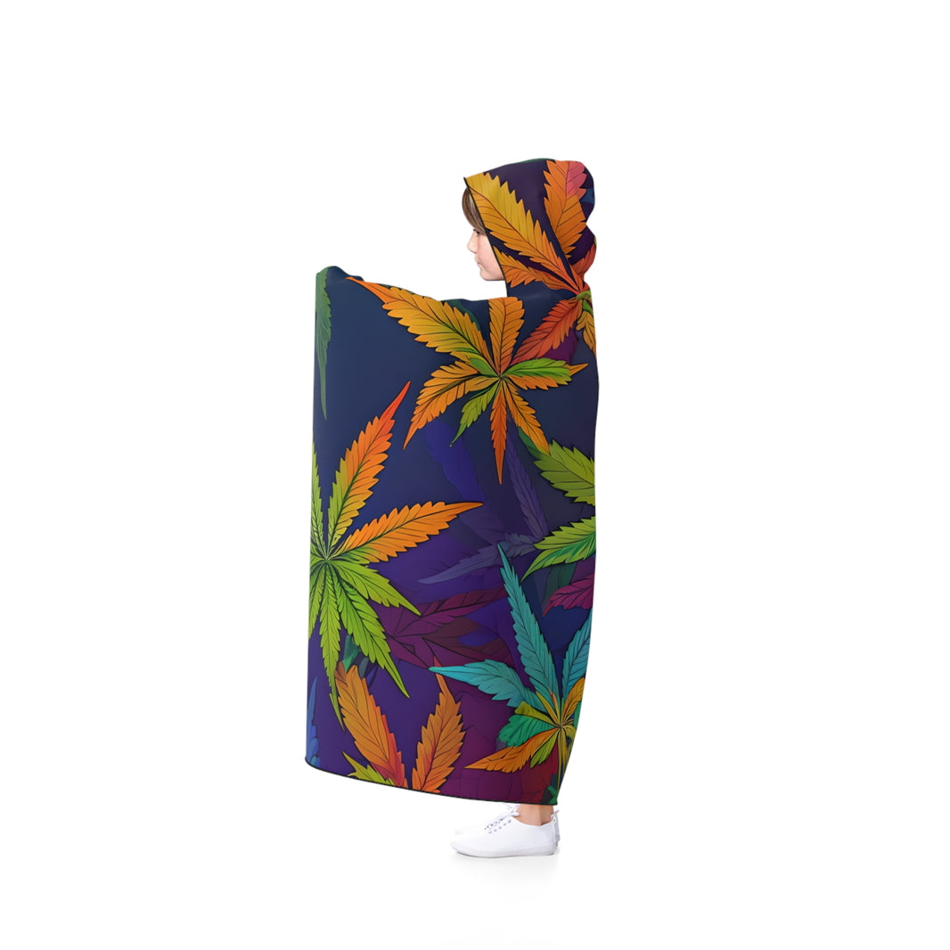 Colorful Leaf Hooded Blanket - Cozy, Soft, Lightweight; Perfect for Campfires, Movie Nights, Gifts, Relaxing, Home Decor