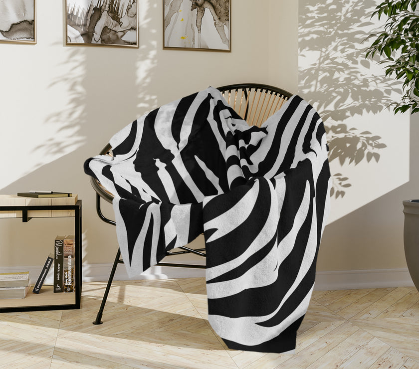 Black and White | Zebra Lines Velveteen Microfiber Blanket