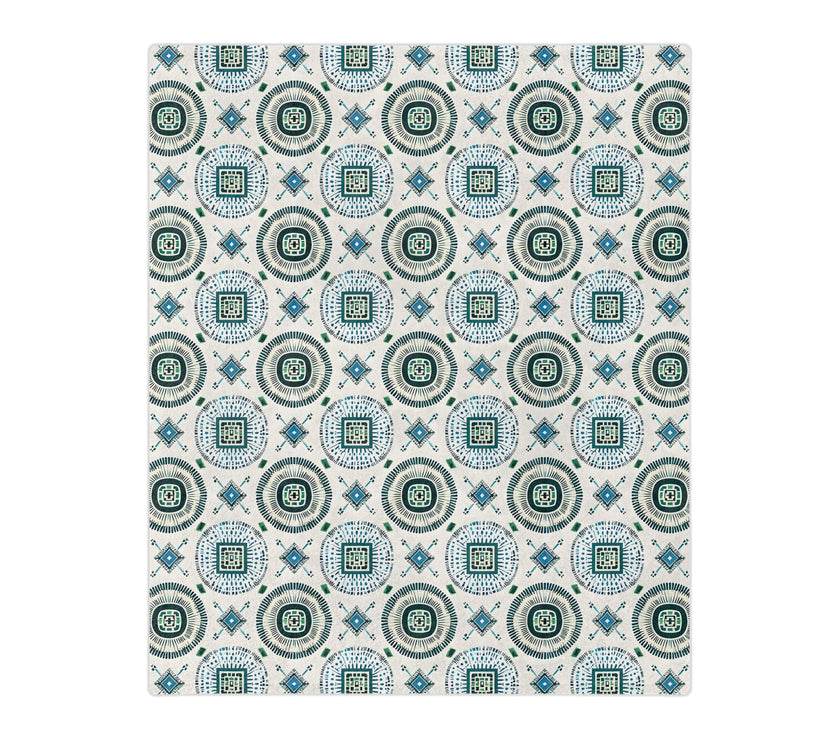Blue and White Velveteen Microfiber Blanket