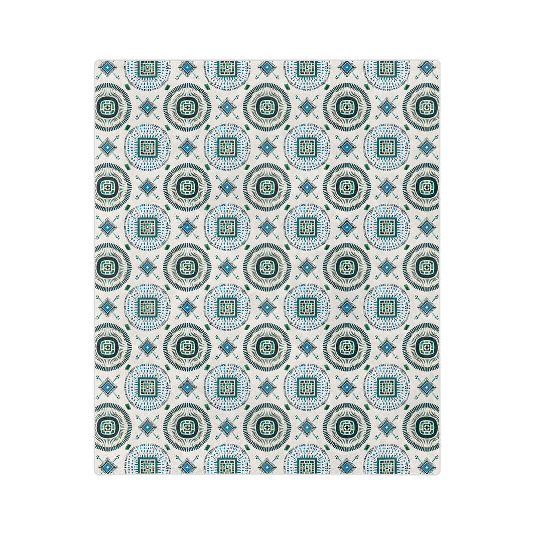 Blue and White Velveteen Microfiber Blanket