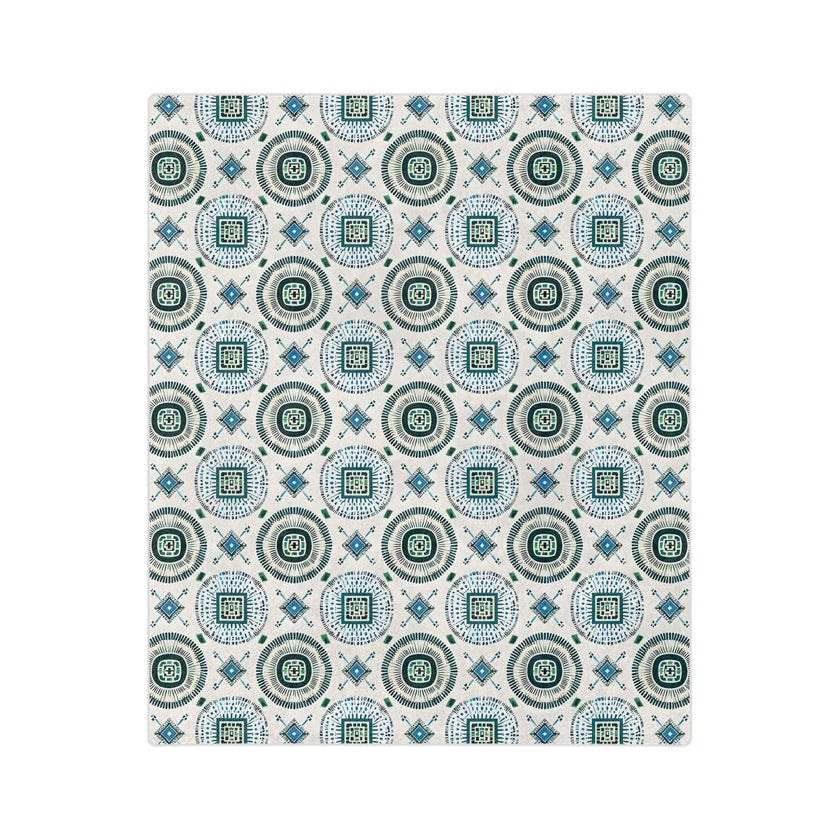 Blue and White Velveteen Microfiber Blanket