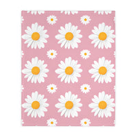 Pink White Daisey Velveteen Microfiber Blanket (Two-sided print)