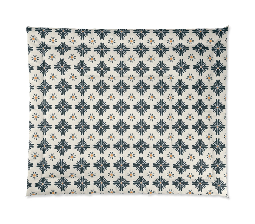 Botanical Blue Comforter, Elegant Floral Bedding, Cozy Home Decor, Bohemian Style Bedspread, Gift for Housewarming, Spring Makeover