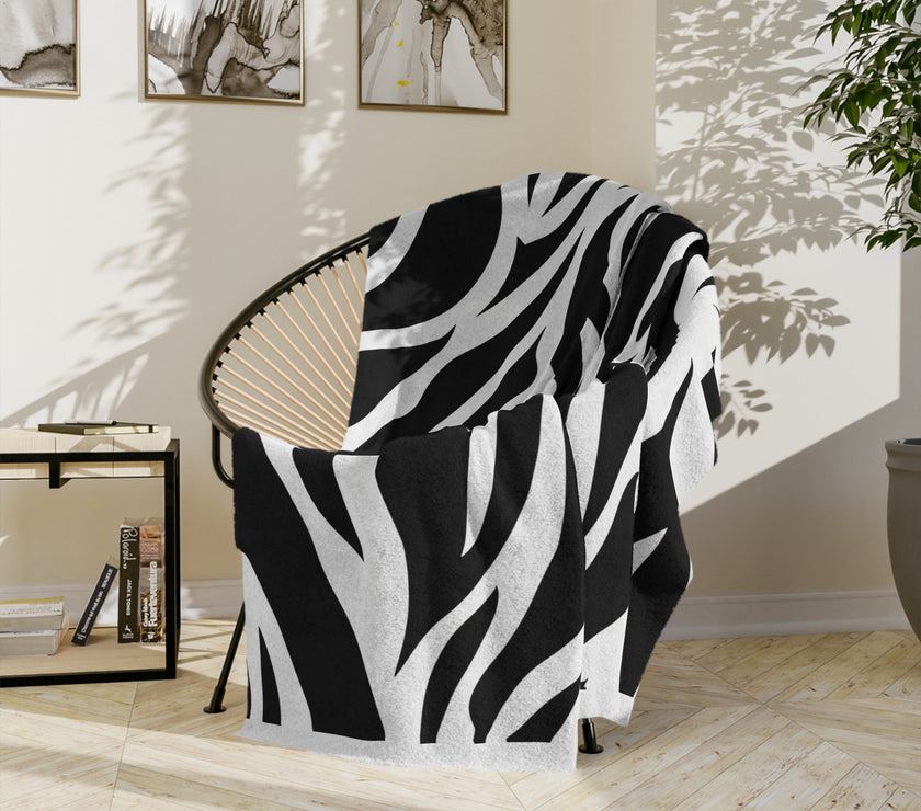 Black and White | Zebra Lines Velveteen Microfiber Blanket