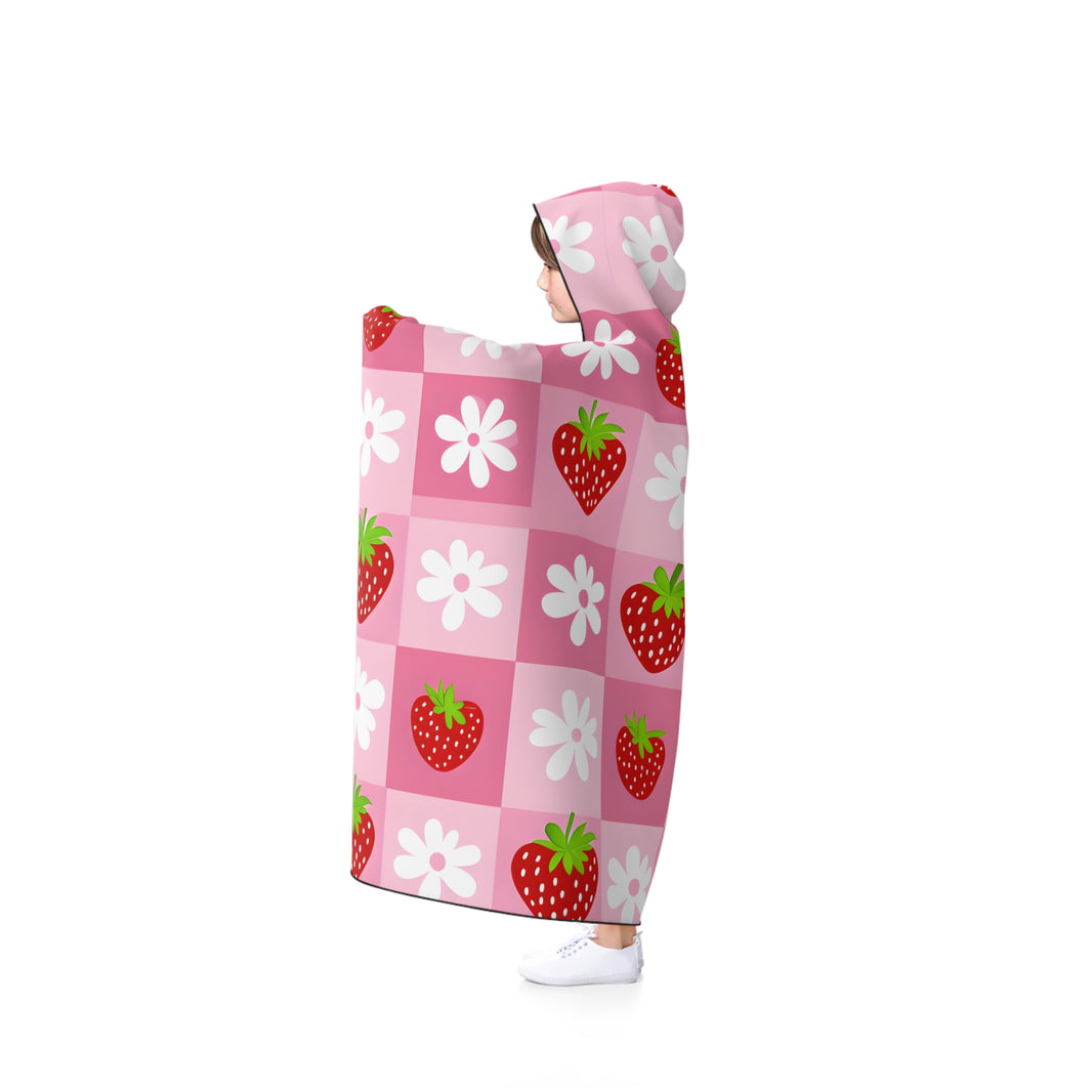 Cozy Strawberry Hooded Blanket - Perfect for Relaxing, Gifts for Her, Home Décor, Slumber Parties, Picnics, Kids' Sleepovers