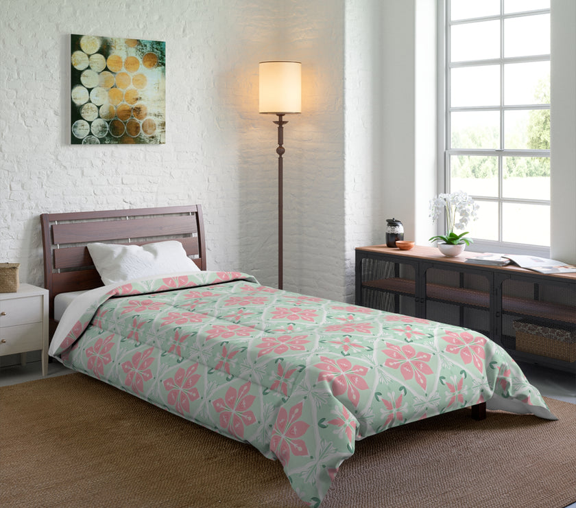 Pastel Floral Comforter - Cozy Bedding for Spring, Bedroom Decor, Gift for Mother's Day, Boho Style, Home Decor