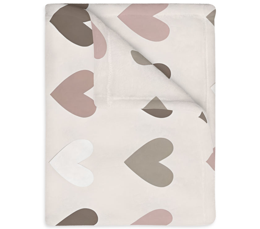 Pink Hearts Velveteen Microfiber Blanket (Two-sided print)