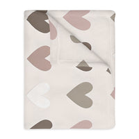 Pink Hearts Velveteen Microfiber Blanket (Two-sided print)
