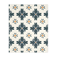 Green and White Floral Velveteen Microfiber Blanket (Two-sided print)
