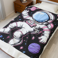 Plush Blanket, Floating Space Man Blanket, Celestial Nebula Theme, Outer Space Throw, Galaxy Bedroom Decor, Astronaut Blanket