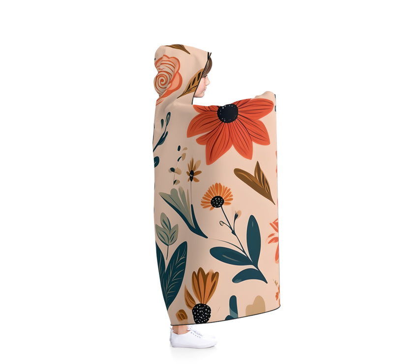 Cozy Floral Hooded Blanket  Warmth for Home, Campfire Nights, Outdoor Adventures, Snuggle Time, Gifts for Mom, Mothers Day