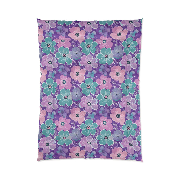 Floral Oasis Comforter, Botanical Bedspread, Cozy Bedroom Decor, Flower Pattern Quilt, Ideal for Spring Celebrations