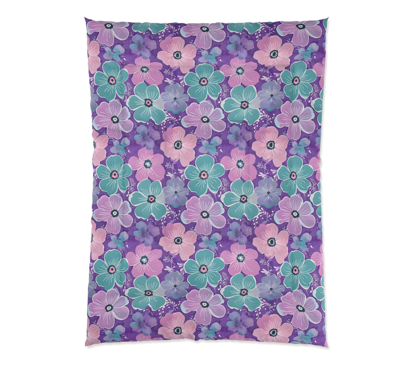 Floral Oasis Comforter, Botanical Bedspread, Cozy Bedroom Decor, Flower Pattern Quilt, Ideal for Spring Celebrations