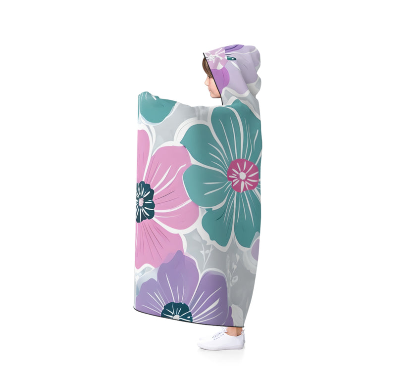Floral Hooded Blanket - Cozy Floral Wrap, Perfect for Lounging, Gift for Her, Snuggling, Home Decor