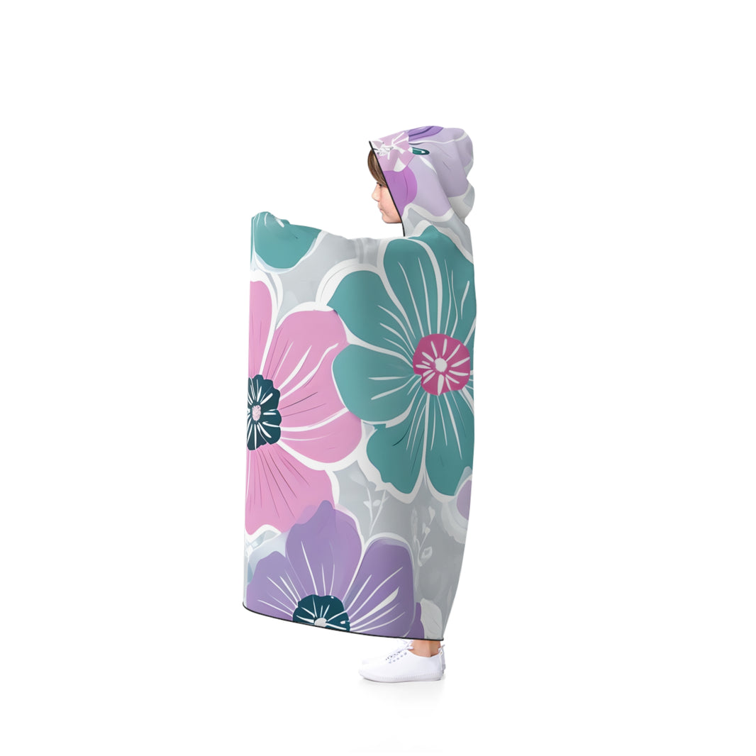 Floral Hooded Blanket - Cozy Floral Wrap, Perfect for Lounging, Gift for Her, Snuggling, Home Decor