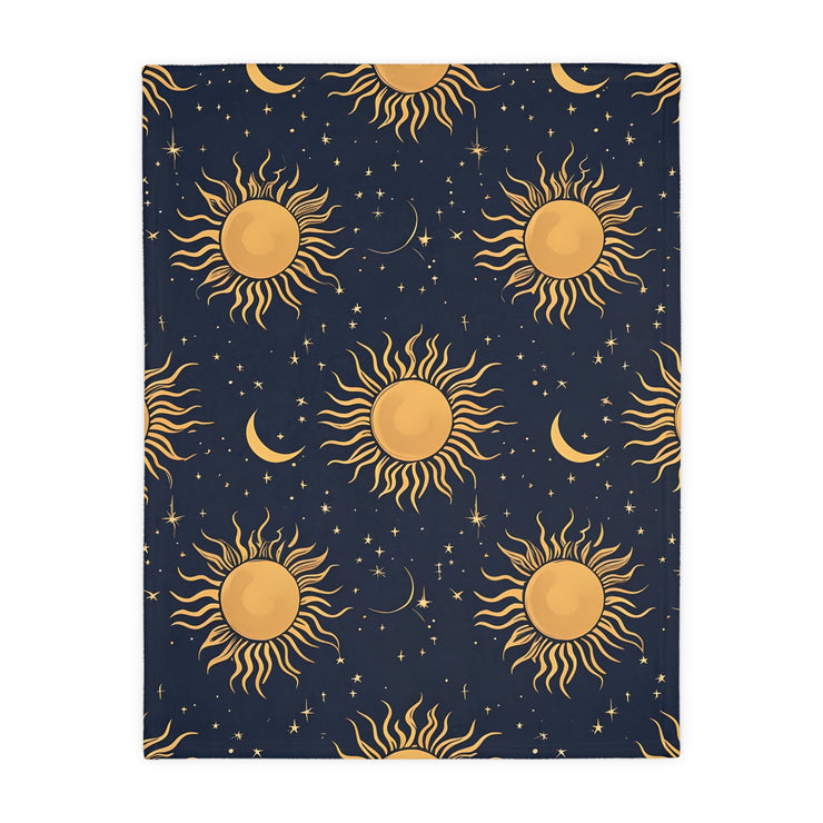 Sun Moon Stars Velveteen Microfiber Blanket (Two-sided print)