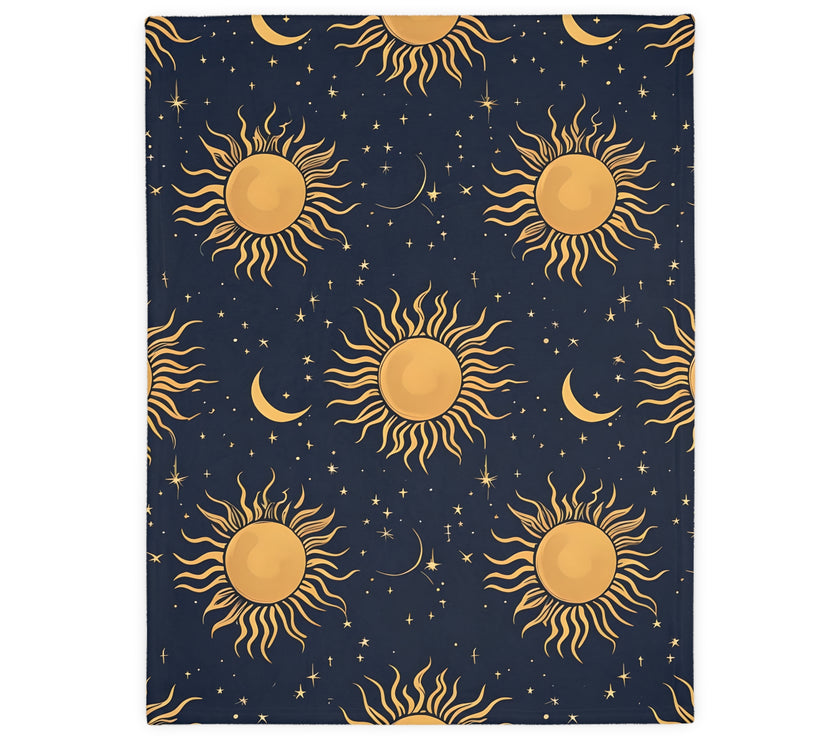 Sun Moon Stars Velveteen Microfiber Blanket (Two-sided print)